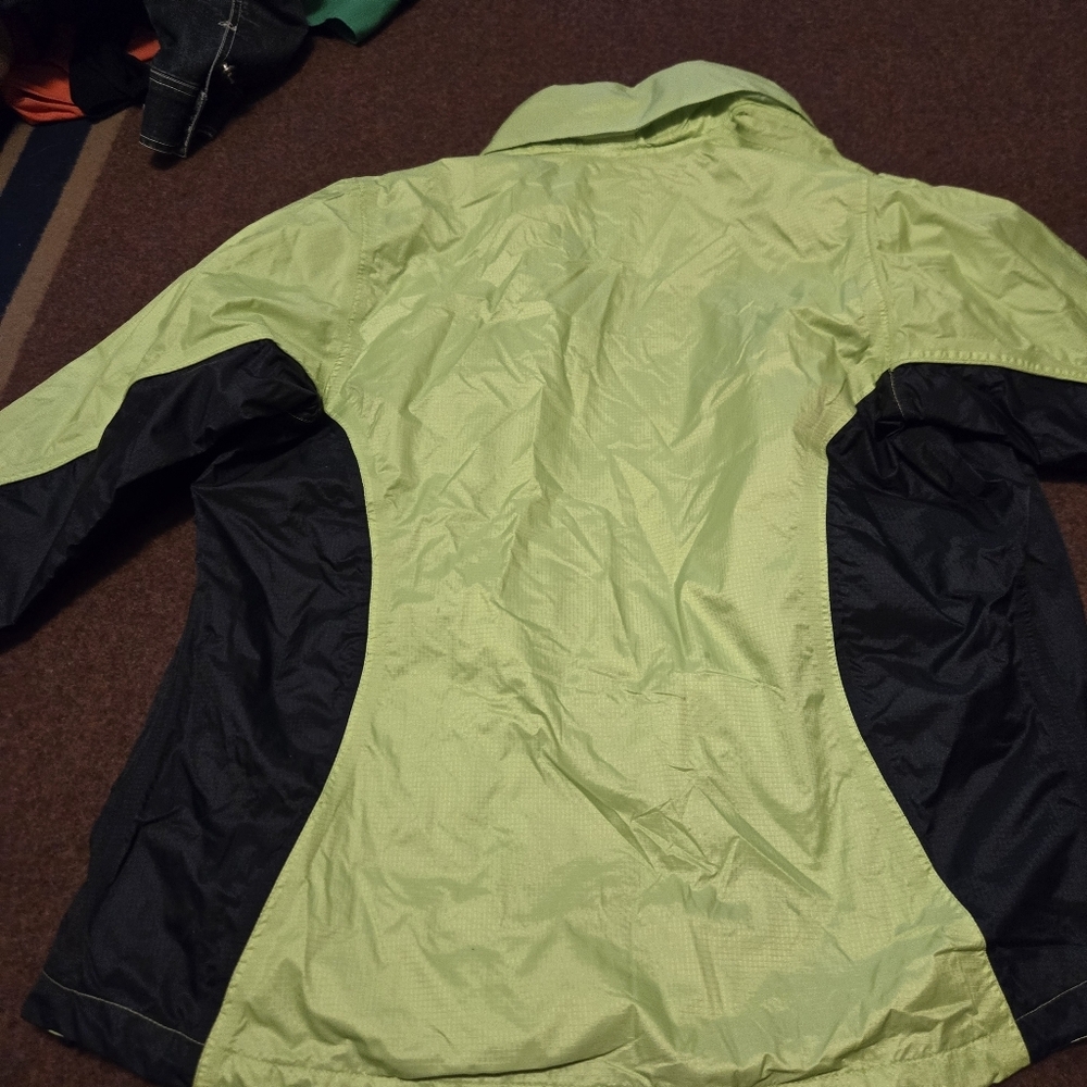 The Weather Co Women's Size Small Parka Jacket With Hidden Hood Lime Green/Navy - Picture 8 of 11